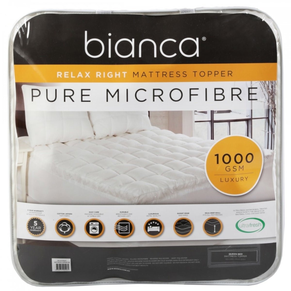 Bianca 1000GSM Microfibre Super King Topper - Mattress & Pillow ScienceToppers