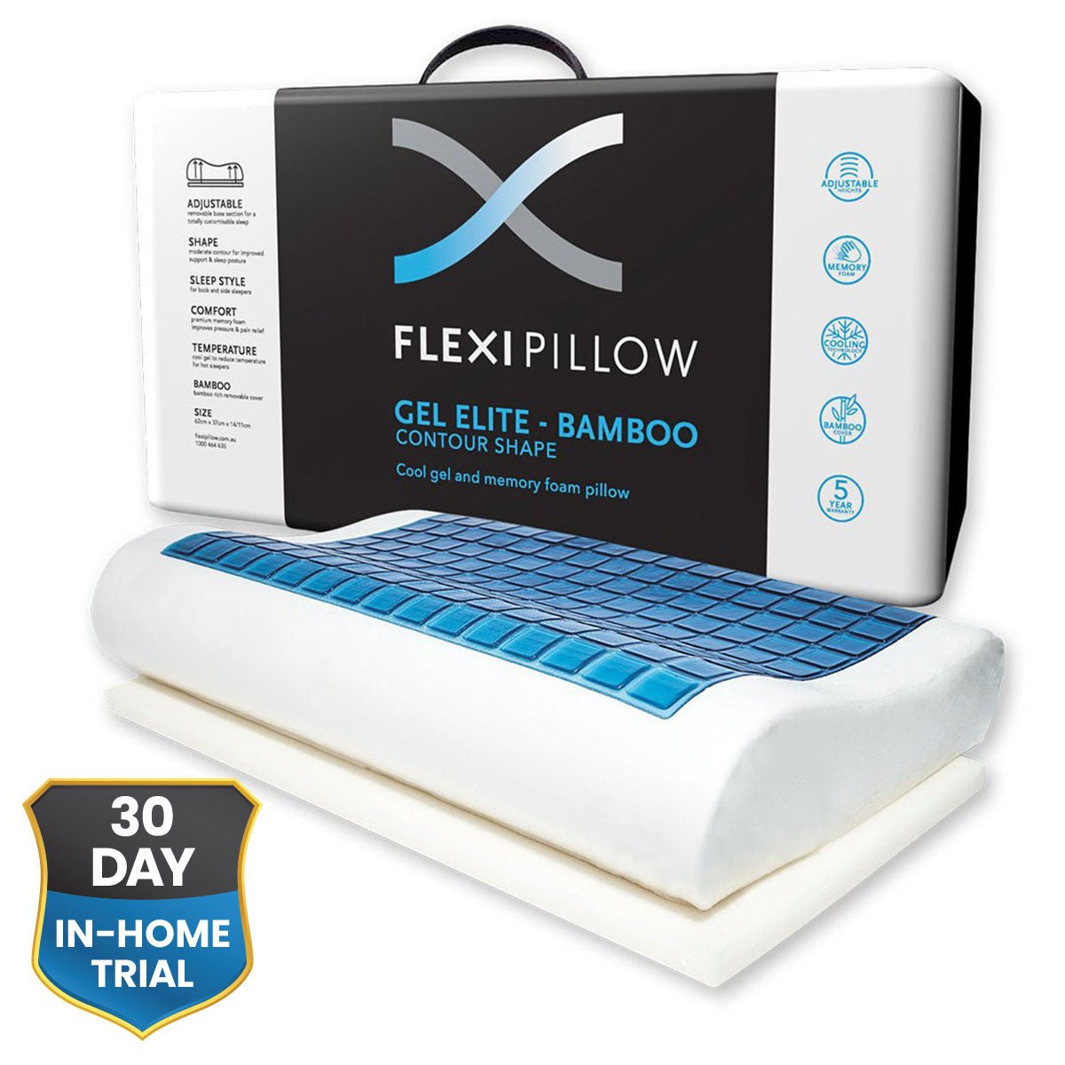 Flexi Pillow - Gel Contour With Bamboo - Mattress & Pillow SciencePillows