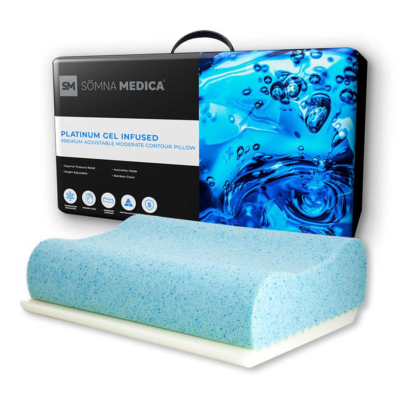 Somna Medica Gel Infused Moderate Contour Adjustable Pillow - Mattress & Pillow SciencePillows