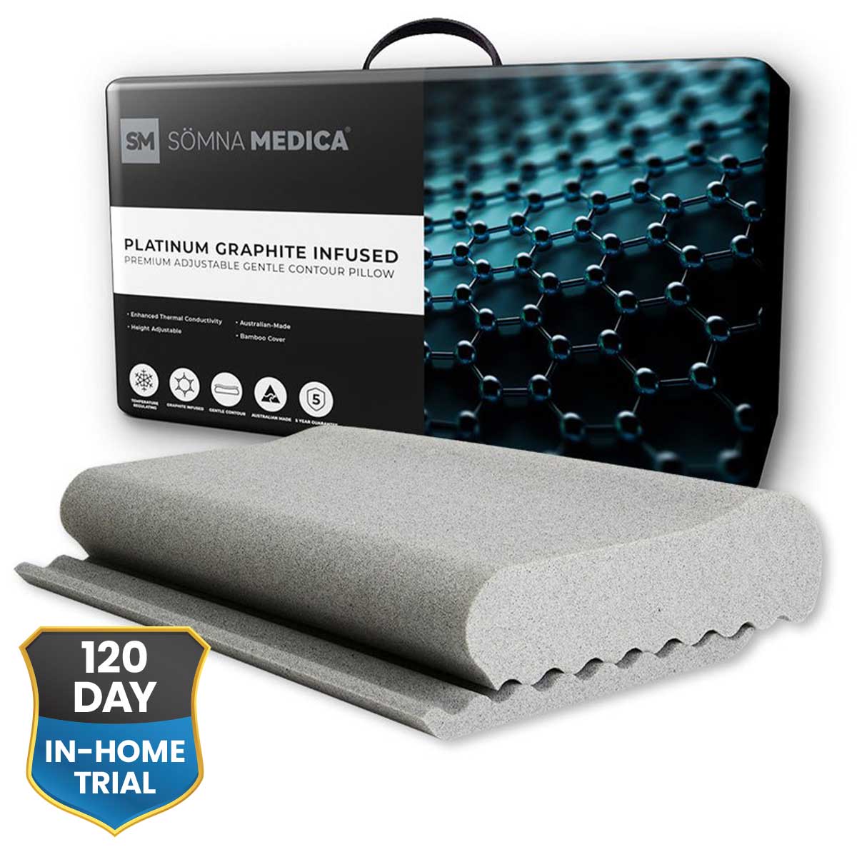 Somna Medica Graphite Infused Gentle Contour Adjustable Pillow - Mattress & Pillow SciencePillows