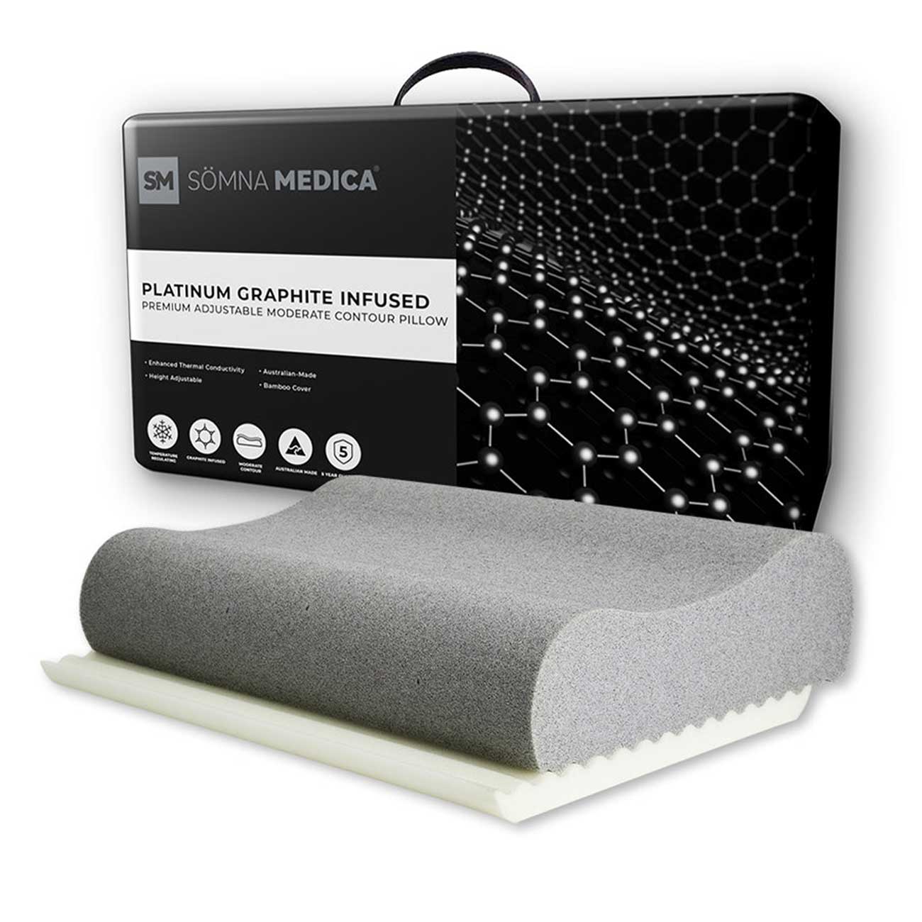 Somna Medica Graphite Infused Moderate Contour Adjustable Pillow - Mattress & Pillow SciencePillows